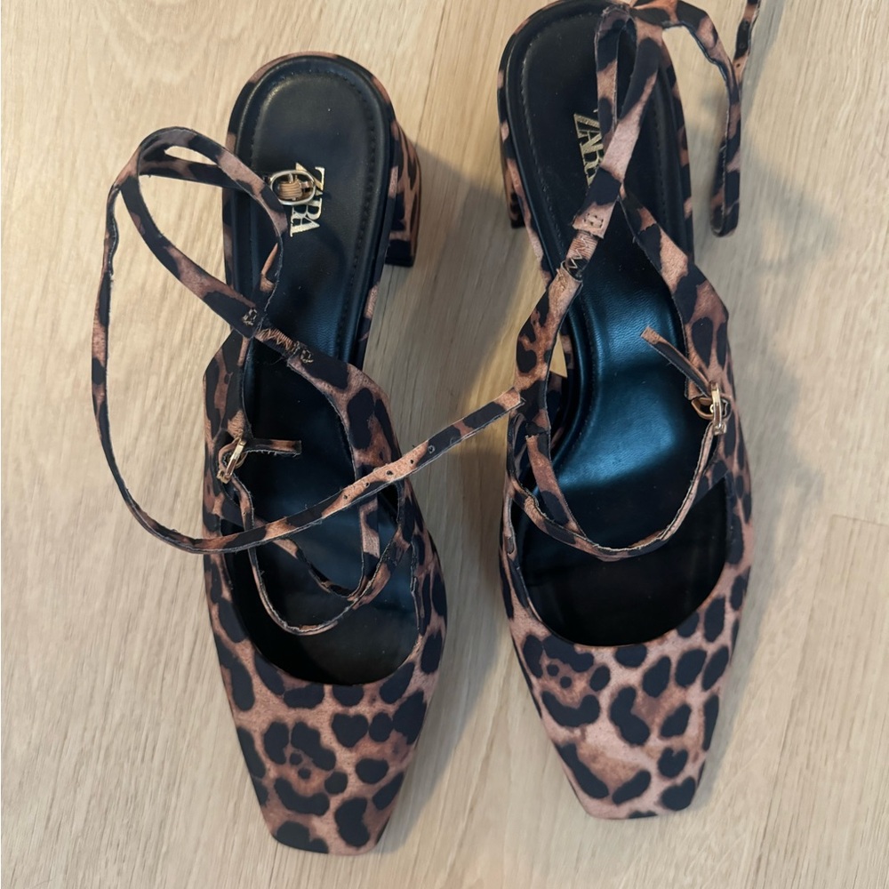 Zara Brown Leopard Print Heels